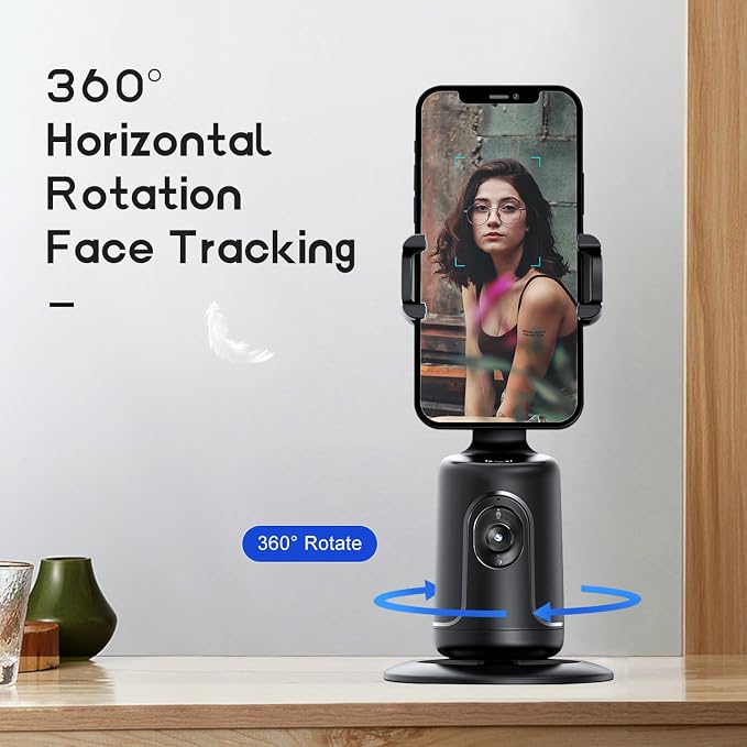 GREEN HOUSE Auto Face Tracking Phone Holder & Mount, GH-USTTA-BK | 360° Fast Rotation, Gimbal Stabilizer, Gesture Recognition, For Vlog, YouTube, TikTok, Influencer Content Creating - Image 2