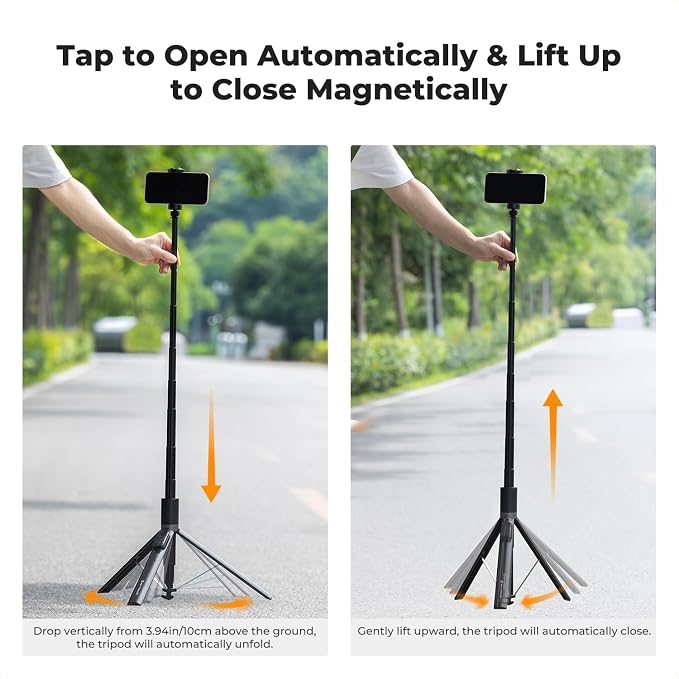K&F CONCEPT Selfie Stick, Auto Open & Close Phone Tripod Stand | 360° Rotatable Selfie Stick with 9 Button Bluetooth Remote, Extendable Automatic Tripod for Cell Phone, X96 - Image 2