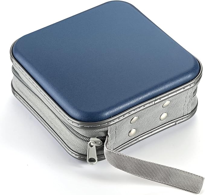 LIOVODE DVD Case, 48 Capacity Hard Plastic CD Case Holder for Car | DVD Storage, Hand Strap, Zipper Closure, Scratch-Resistant Sleeves, CD Storage for Music Blu-Ray Game Disc for Travel Office - Image 6