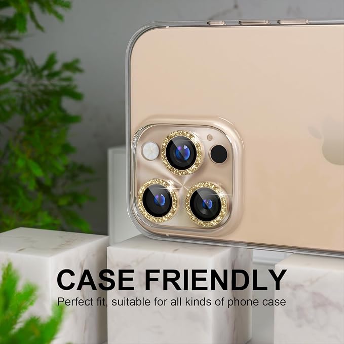 Choiche for iPhone 16 Pro/iPhone 16 Pro Max Camera Lens Protector | Bling Camera Cover with 9H Tempered Glass Lens Screen Protector Metal Ring Decoration Accessories (Clear-Titanium Desert) - Image 4
