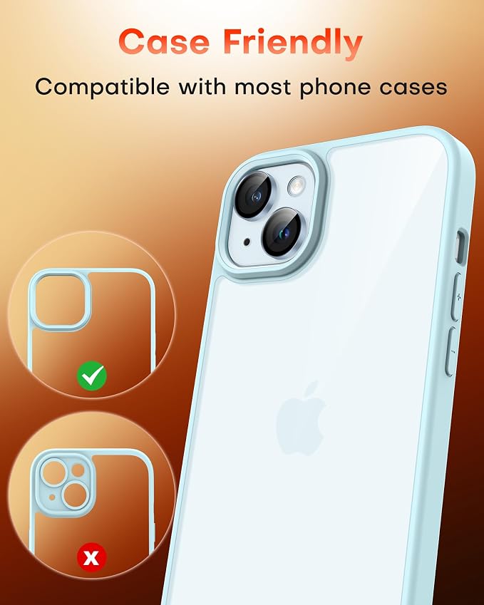 TOCOL Camera Lens Protector for iPhone 15 / iPhone 15 Plus Tempered Glass HD Individual Scratch Resistant Camera Cover Accessories Case Friendly 2 Pack（Light Blue） - Image 6