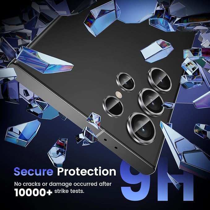 Tensea Compatible with Samsung Galaxy S24 Ultra Camera Lens Protector | 9H Tempered Glass Camera Cover Screen Protector Metal Individual Ring [Installation Tray][Case Friendly] - Image 4