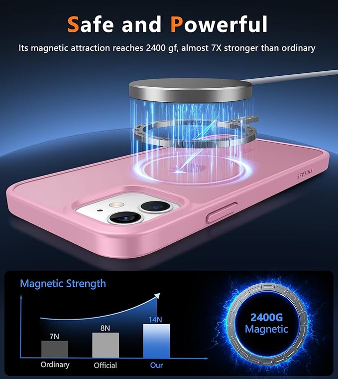 FNTCASE for iPhone 12/iPhone 12 Pro Case Light Pink: Fit for MagSafe | Translucent Magnetic Camera Protection Slim Cases, 14FT Military Grade Drop Tested, Matte Shockproof Cover - Image 4