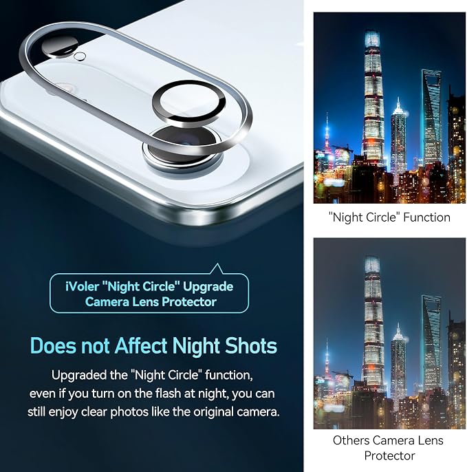 ivoler Camera Lens Protector for iPhone Air 6.5", 4-Pack | Screen Protector Tempered Glass[Case Friendly][New Rersion],for iPhone 17 Air Scratch-Resistant,Clear+Black Circle - Image 5