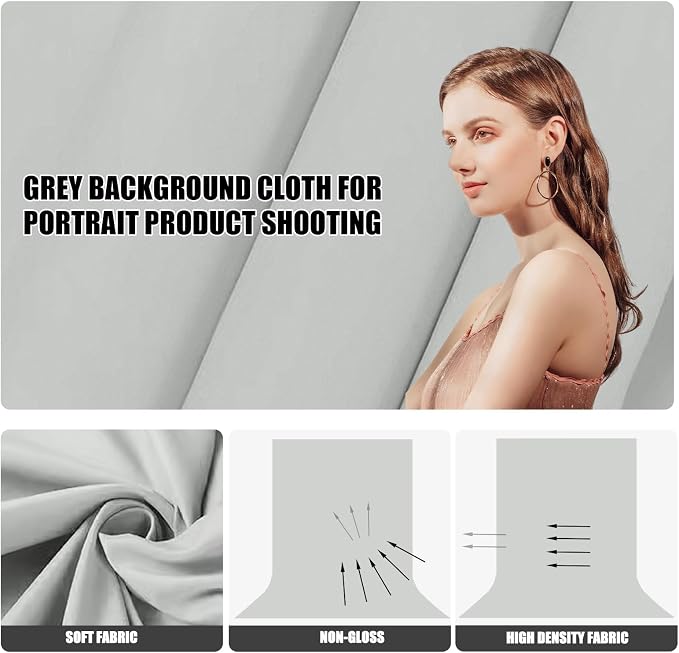 BEIYANG Light Grey 10 x 20 Ft Large Screen Backdrop Cloth for Photography, Non-Reflective Gray Photo Background Screen for Portrait Product Photo Studio Shooting Props, Background Decoration Cloth - Image 2