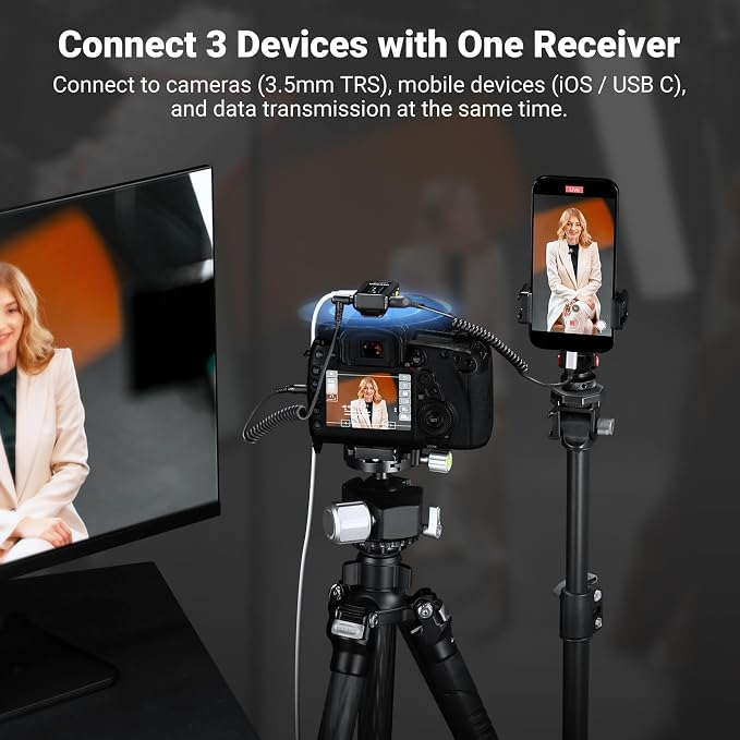 NEEWER CM28 PRO Wireless Lavalier Lapel Microphone System with Charging Case 48KHz 16 Bit Uncompressed Audio Noise Canceling 4GB Storage 9Hrs Recording Compatible with iPhone iPad Android Camera PC - Image 2