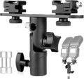 ChromLives Dual Flash Bracket Hot Shoe Speedlight Stand Umbrella Holder Light Stand Bracket Mount 1/4'' to 3/8'' Compatible with Studio Video DSLR Camera Canon Nikon Yongnuo by ChromLives