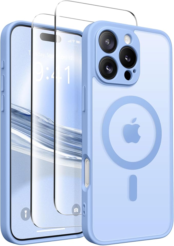 CAPRARO for iPhone 16 Pro Max Case, Compatible with MagSafe | Upgraded [Full Camera Protection] Protective Translucent Matte Women Girl Magnetic Phone Case Cover, Snow Purple by CAPRARO