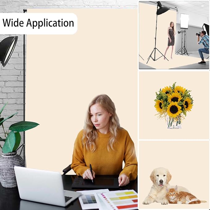 Cream Photography Backdrop for Photoshoot, Fabric 8x10ft | Versatile Studio Photo Backgrounds, Non Reflective, Easy to Use, for Portraits, Product, Party, Video Creation - Image 2