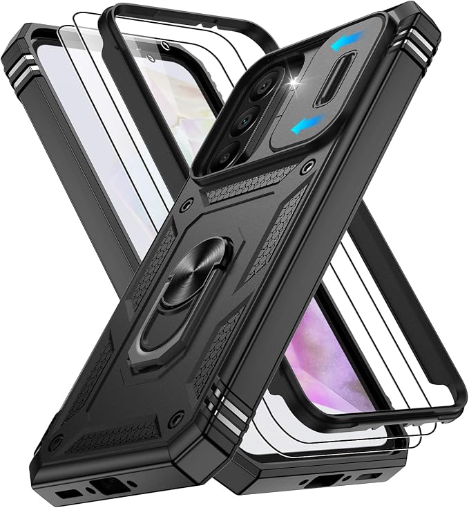 Gritup for Galaxy A36 5G Phone Case: Samsung A36 5G Case with 2*Screen Protector, Magnetic Stand & Slide Camera Cover, Shock Proof Military-Grade Funda para A 36 Cover, Black by Gritup