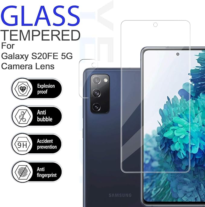 Galaxy S20 FE HD Clear Tempered Glass Screen Protector + Camera Lens Protectors, [2+2 Pack] [3D Glass] [Anti-Glare] [Bubble-Free] Screen Protector Glass For Samsung Galaxy S20 FE - Image 2