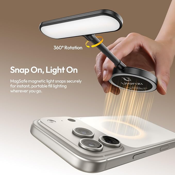 ULANZI M10 Magnetic Selfie Light Gooseneck Phone Reading Light with Magsafe | 2500-4500K 5 Brightness Levels & Modes Portable Flexible Arm Fill Light Video Conference Light for iPhone/Android/iPad/Laptop - Image 4