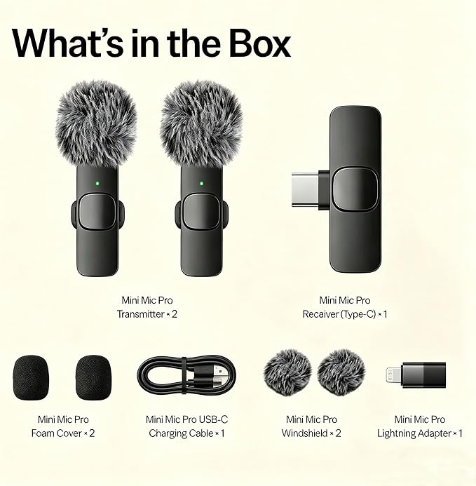 Wireless Lavalier Microphone for iPhone Android, 2Pcs Mini Mic, Plug & Play | Noise Cancelling, 64dB Adaptive, 0.35oz Featherweight, 65ft Range, 6H Battery, for Content Creators Vlogging, YouTube, TikTok - Image 7