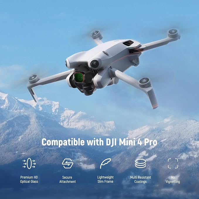 NEEWER ND/PL Filter Set Compatible with DJI Mini 4 Pro, 6 Pack UV CPL ND8/PL ND16/PL ND32/PL ND64/PL Polarizer Neutral Density Drone Lens Accessories, Multi Coated HD Optical Glass/Aluminum Frame - Image 2