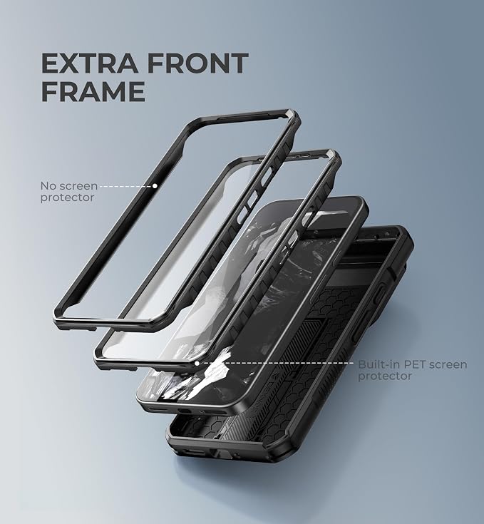 Dexnor for Google Pixel 9 Pro XL Case with Slide Camera Cover & Built-in Screen Protector & Heavy-Duty Kickstand,Full-Body Protective Cover Rugged Bumper Cases for Pixel 9 Pro XL,Black(2024) - Image 4
