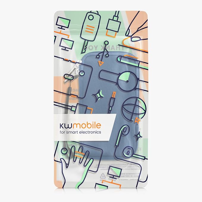 kwmobile Universal Phone Pouch Size XXL - 7" - Neoprene Smartphone Pouch with Zip - Water-Repellent Mobile Phone Case - Sleeve in Blue - Image 7