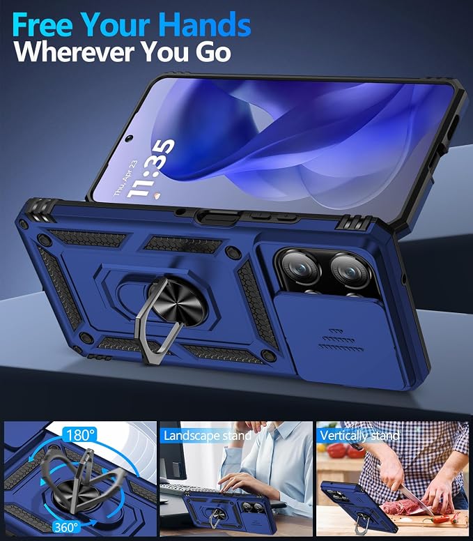 Taisairu for Motorola Moto G Power 2026/G Power 2025 Case with Screen Protector & Slide Camera Lens Cover, Built-in Ring Stand Cover for Moto G Power 2025/Moto G Power 2026 Case (Blue) - Image 3