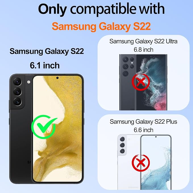 Gritup for Samsung Galaxy S22 Case with Screen Protector*2, Galaxy S22 Case Build in 360° Rotating Ring Kickstand, Military Grade Protective Cover for Galaxy S22 Phone, White+Black - Image 2