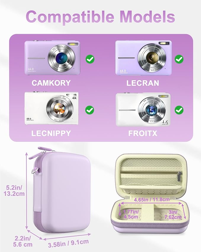 ProCase Digital Camera Case for KODAK Pixpro, Compact Travel Bag -Violet | Vlogging Camera for CAMKORY/Lecran/Lecnippy/Froitx/aycy/FJFJOPK/KODAK PIXPRO FZ55/FZ45 4K, Mesh Pocket for Batteries, SD Card - Image 2