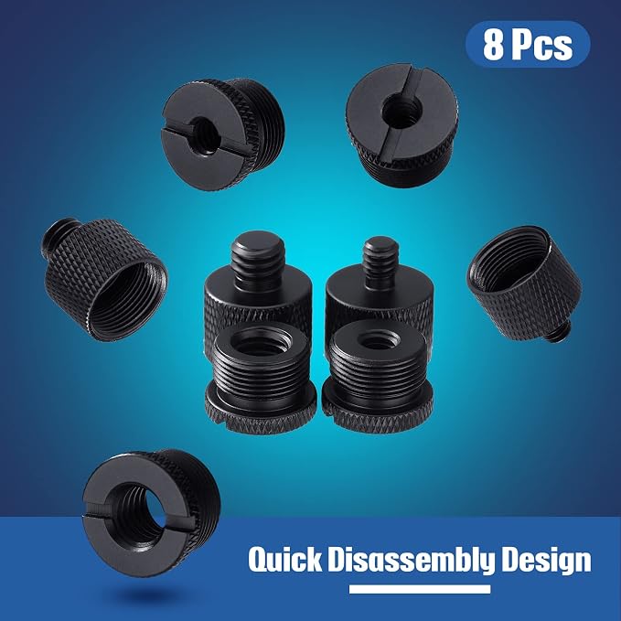 8pcs Mic Stand Adapter Screw Thread Adapter for Microphone, Black | 5/8 Female to 3/8 Male, 3/8 Female to 5/8 Male, 5/8 to 1/4 and 1/4 to 5/8 Screw, Reliable Not Easy to Fade Rust or Corrupt - Image 7