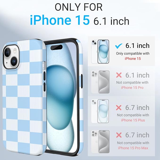 TPU Phone Case for iPhone 15, MagSafe Wireless Charging Compatible, Shockproof Slim Fit Protective Cover with Anti-Yellowing & Raised Camera Protection (Plaid 3, iPhone 15) - Image 2