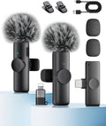 Wireless Microphone for iPhone iPad and Android Phone, 2 Pack Wireless Lavalier Lapel Mic with Noise Reduction, Plug and Play Mini Microphone for Video Recording Interview Podcast YouTube TikTok Vlog by CZOCPOS