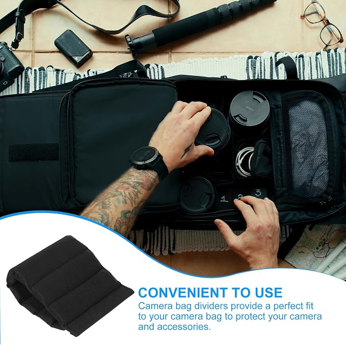 PATIKIL Camera Bag Divider, 4Pcs 10.43"x4.92"x0.55" Shockproof Camera Bag Inserts Separator Pad Protective Lens for Nikon Camera DSLR Protect Bag Organizer Universal Divider Cushion, Black - Image 4