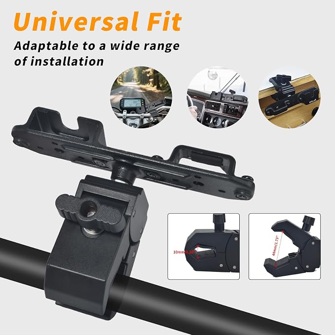 HYS Radio & Speaker Mic Clamp Mount Holder - Quick Release for Uniden BC906W Wireless CB Microphone and Speaker, Marine Radio, Walkie Talkie, Police Scanner w/ Belt Clip & Knob Holder Base - Image 3