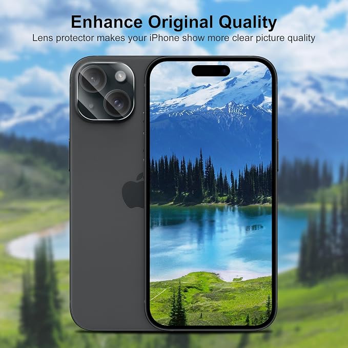 Camera Lens Protector (3 Pack) Compatible with iPhone 15 & iPhone 15 Plus Camera Lens Cover Protection, 9H Tempered Glass, HD Clear Anti-Scratch [Night Shooting Mode] - Image 5