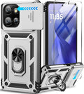 Taisairu for Motorola Moto G Power 2026/G Power 2025 Case with Screen Protector & Slide Camera Lens Cover, Built-in Ring Stand Cover for Moto G Power 2025/Moto G Power 2026 Case (Silver) by Taisairu