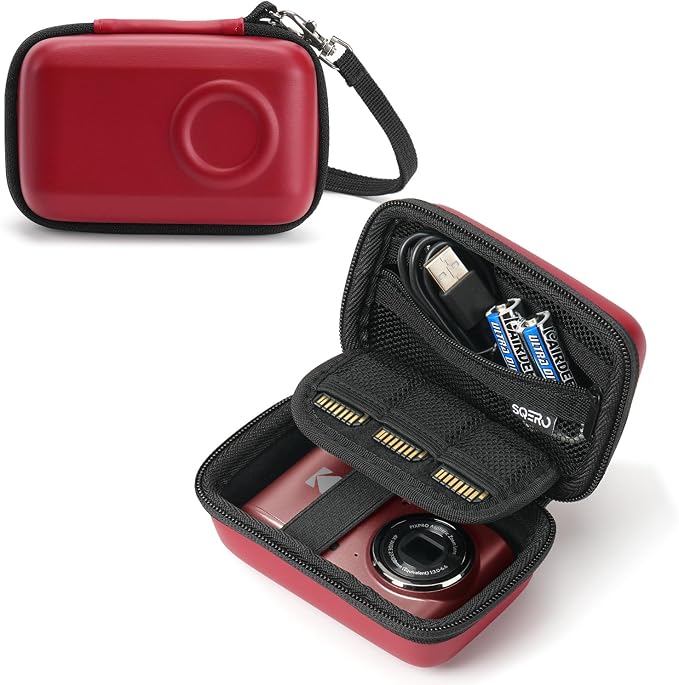 SQERO Digital Camera Case for KODAK PIXPRO FZ45 FZ55 & CAMKORY 1080P | Compact Travel Bag with 3 SD Card Slots,Small Lightweight Pouch, Cute Gifts for Adults Kids by SQERO