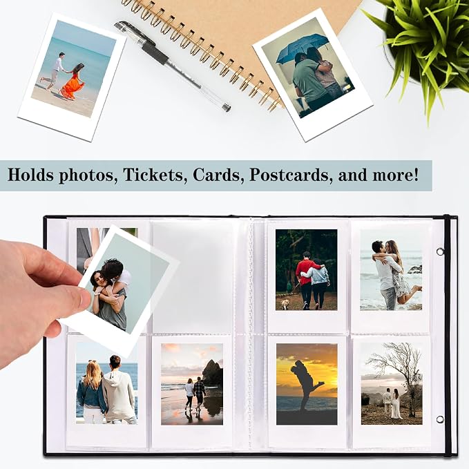 Fujifilm Photo Album, Mini Instant Film Photo Album, 208 Photos Pictures Book 2x3 Inch, Linen Hardcover Polaroid Book for Polaroid Instant Camera, Travel Family Anniversary Baby Vacations Black 1 Pack - Image 2