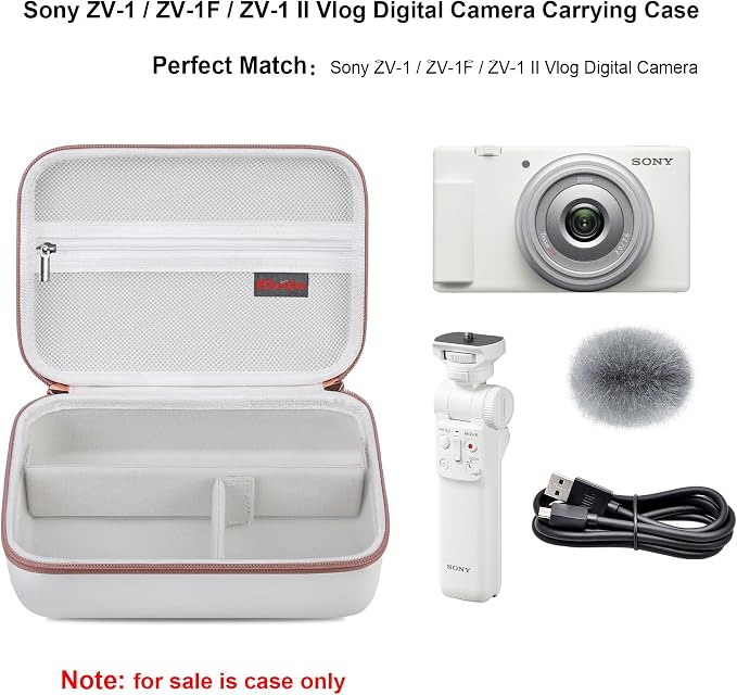 Elonbo Carrying Case for Sony ZV-1F / ZV-1 / ZV-1 II Digital Camera, Black | Sony ZV 1F Vlogging Camera Hard Travel Protective Bag, Vlogger Accessory Kit Tripod Microphone Grip Organizer Holder - Image 2