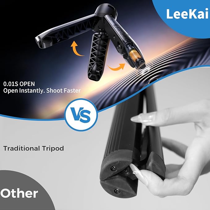 0.01S Auto Open Mini Tripod for DJI Osmo Pocket 4P/4/3&Insta360 Luna Ultra | LEEKAI PX01 Automatic Desktop Stand & Grip with 1/4"Screw for Action 6/5 Pro/4/3, Insta360 X5/X4/X3, Gopro, Xtra Muse - Image 2