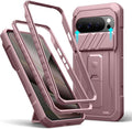Dexnor for Google Pixel 10 Pro XL Case with Slide Camera Cover & 2 Front Frames & Built-in Screen Protector & Kickstand, Full-Body Shockproof Protective Cover Rugged Bumper Cases,Peony Pink(2025) by Dexnor