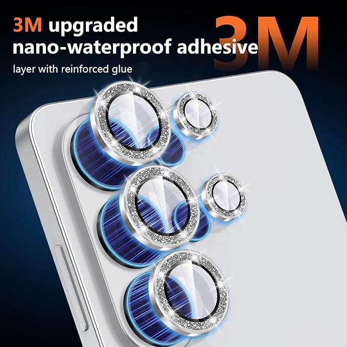 for Samsung Galaxy S26 Ultra Camera Lens Protector, Individual Metal Ring Tempered Glass Lens Cover, [Strong Adsorption] Scratch Resistant Ultra-Thin HD Clear Lens Cover, 1 Set-Gray Sparkly - Image 4