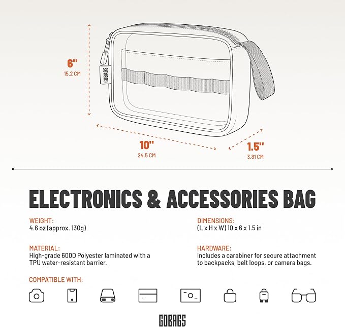 GOBAGS NEO Production Zipper Bags (2-Pack) - Electronics & Camera Accessories Bag - Cable organizer, Gear Accessory Pouch, Travel Camera Essentials (Small, Black) - Image 7