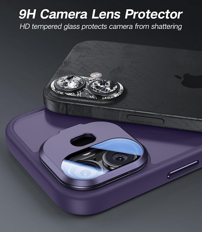VOFATA [Upgraded] for iPhone 16 Case with Camera Cover Stand [Fit for MagSafe][9H Camera Lens Protector] Mil-Grade Protection Translucent Matte Silicone Magnetic iPhone 16 Phone Case, Purple - Image 2