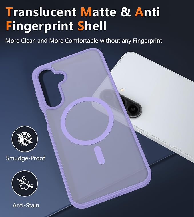 FNTCASE for Galaxy A26 5G Phone Case, Fit for Magsafe, Screen Protector | Translucent Matte, 14FT Military Grade Drop Protection, Slim Shockproof Protective, for Samsung A 26 4G Cover, Light Purple - Image 5