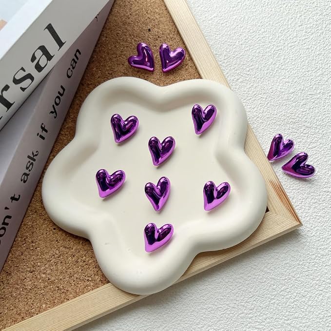 50 pcs of Cute Soft Wooden Board thumbtack with Golden Hearts can be Used for Photo Walls, memos, whiteboards, and Decorative thumbtack (Purple) - Image 6
