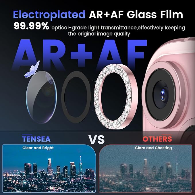 Tensea for iPhone 15/15 Plus Camera Lens Protector Bling, Camera Cover | 9H Tempered Glass Camera Screen Protector, Metal Individual Ring for iPhone15 6.1inch/ 15Plus 6.7inch, HD Clear, Easy Install - Image 3