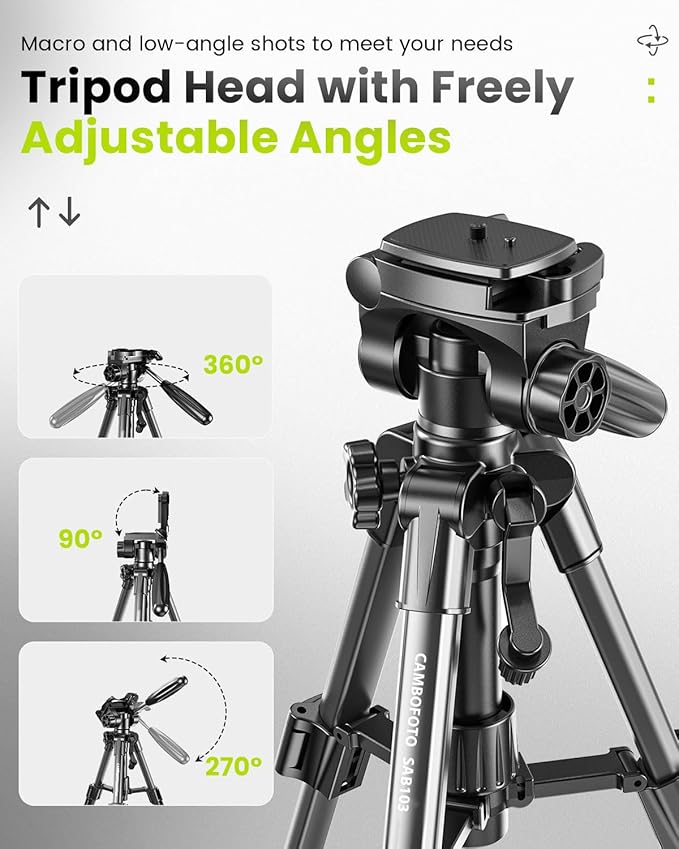 CAMBOFOTO 30"-Camera-Tripod, Porfessional Aluminum Heavy Duty Tripod Stand for Mirrorless Camera/DSLR/Cell Phone/Camcorder, with Holder and Travel Bag (Weight 1.5Lb, Max Load 15 Lb) | Heavy Duty Tripod for Mirrorless Camera/DSLR/Camcorder, with Holder ... - Image 6