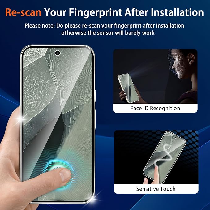 Screen Protector for Google Pixel 11 Pro XL with Camera Lens Protector | (3+2 Pack) 9H Tempered Glass,Fingerprint Unlock,Anti-Scratch,Bubble Free,Case Friendly - Clear - Image 4