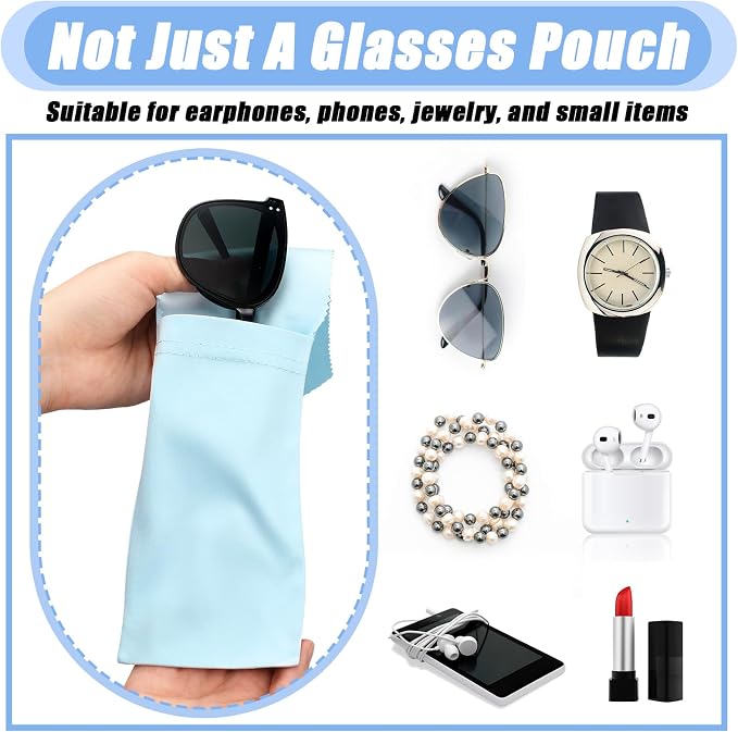 Yunsailing 12 Pcs Eyeglass Cleaning Cloth Case Soft Colorful Glasses Pouch Works as Glasses Case and Cleaning Cloth Microfiber Pocket for Eyeglasses Sunglasses Watch Jewelry Smartphone - Image 5