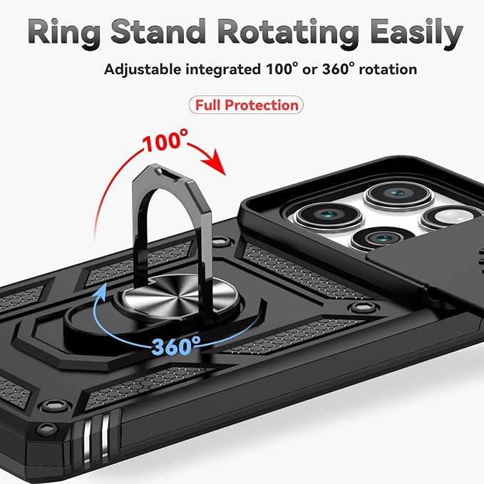SunStory Compatible with Motorola Moto Edge 2025 Case with HD Screen Protector & Slide Camera Cover & Rotated Ring Kickstand, [Military-Grade] Phone Case for (Black, Moto Edge 2025) - Image 5