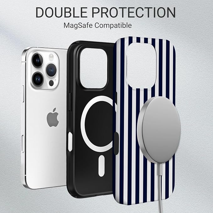 TPU Phone Case for iPhone 16 Pro Max, MagSafe Wireless Charging Compatible, Shockproof Slim Fit Protective Cover with Anti-Yellowing & Raised Camera Protection (Stripe 3, iPhone 16 Pro Max) - Image 6