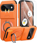 JAME for Google Pixel 10/10 Pro/11/11 Pro Case, Stand & Slide Camera Cover | Ring Holder Kickstand, Screen Protectors, Dual-Layer Shockproof Protective, Magnetic Accessory Friendly Phone Case, Orange by JAME
