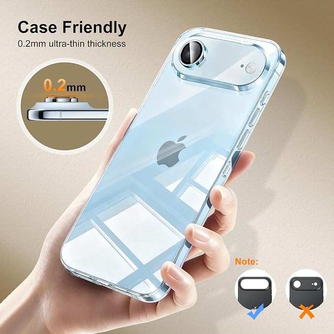 Camera Lens Protector (2 Pack) Compatible with iPhone Air 6.5" Camera Lens Cover Protection, 9H Tempered Glass, HD Clear Anti-scratch Case Friendly, Smudge-Resistant [Night Shots] - Image 6
