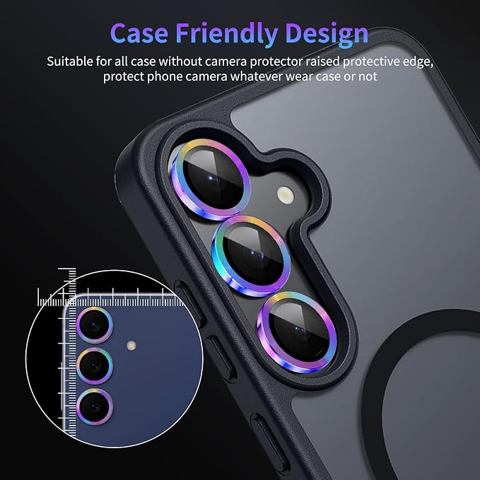 Camera Lens Protector for Samsung Galaxy S25 FE,1 Pack | Tempered Metal Glass Camera Cover, HD Clear Anti-Scratch Lens Screen Protector Film,Case Friendly,Colorful Titanium - Image 7