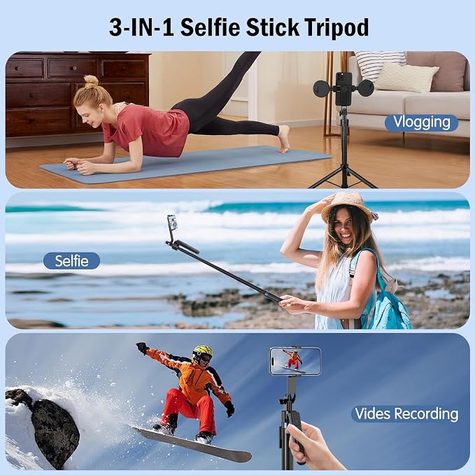 Auto Face Tracking Tripod for iPhone with Light,70inch Phone Tripod Holder with Gesture Control,Travel Selfie Stick for Content Creator Vlog Live Stream Video Recording - Image 6